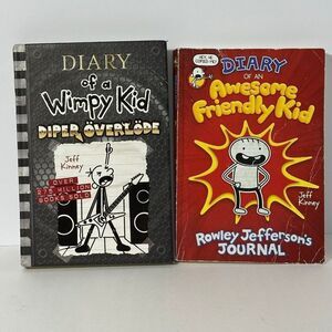 Diary of a Wimpy Kid Diper Overlode/Diary of an Awesome Friendly Kid Book Lot of